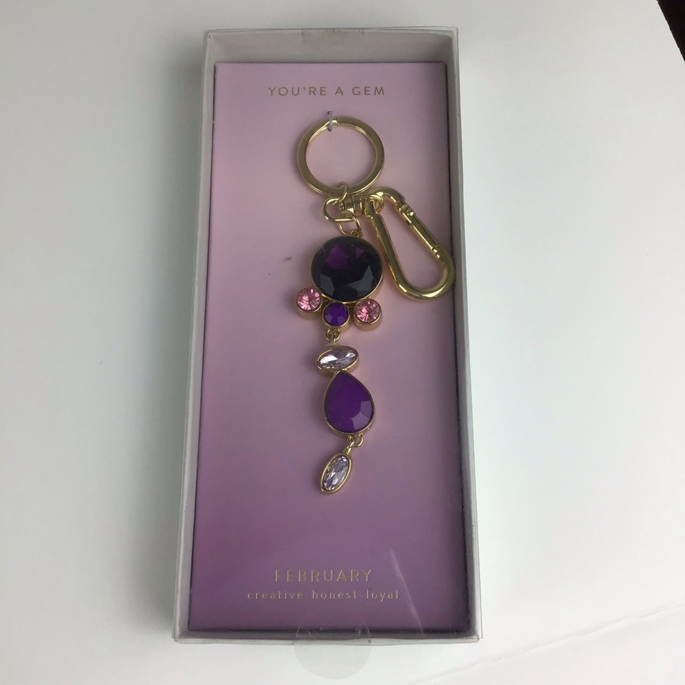 ANTHROPOLOGIE Purple and Gold Crystal Key Chain